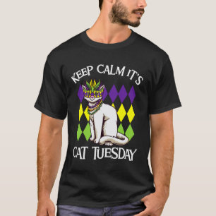 T-shirt Gardez votre calme, c'est le mardi chat drôle Mard