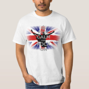 T-shirt gardez votre calme et Rock sur Drapeau Royaume-Uni