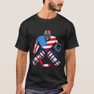 T-shirt Gardien de but de hockey sur glace Drapeau USA Vin