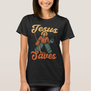 T-shirt Gardien de but de hockey sur glace vintage Jésus J