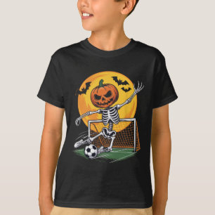 T-shirt Gardien de but squelette de citrouille Football Ha