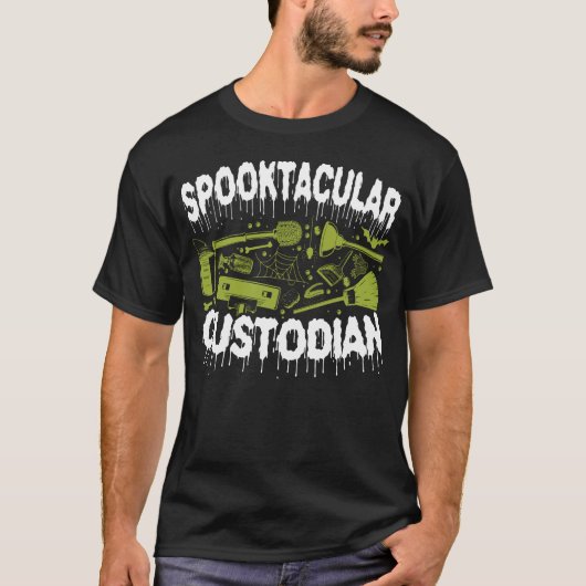 T-shirt Gardien Janitor Spooktacular Custodian Halloween (Devant)