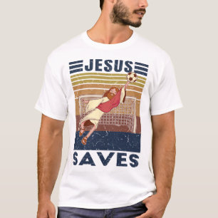 T-shirt Gardien Rétro Jésus Sauve le But de Football