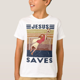 T-shirt Gardien Rétro Jésus Sauve le But de Football