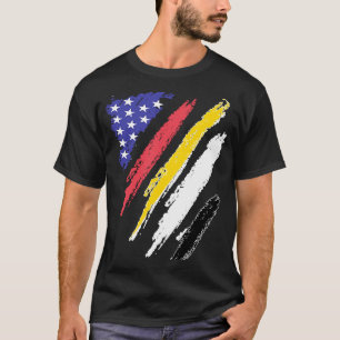 T-shirt Garifuna Patriot Américain Grosse Coeur Drapeaux