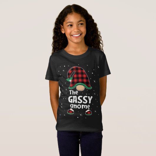 T-Shirt Gassy Gnome Buffalo Plaid Correspondant Pajam Noël (Devant entier)