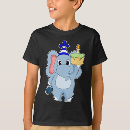 T-shirt Gâteau aux chandelles d'anniversaire éléphant (Devant)