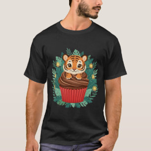 T-shirt Gâteau Cupcake au Tigre Bébé Mignon Animal de Jung