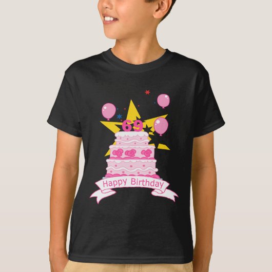 T-shirt Gâteau d'anniversaire 69 ans (Devant)