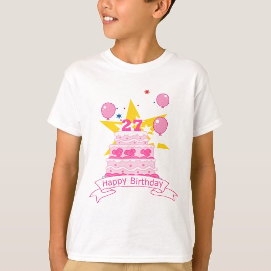 T-shirt Gâteau d'anniversaire de 27 ans (Devant)