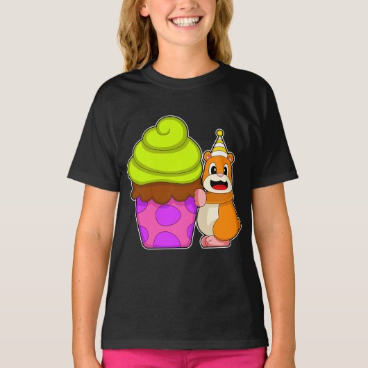 T-shirt Gâteau d'anniversaire de hamster (Devant)