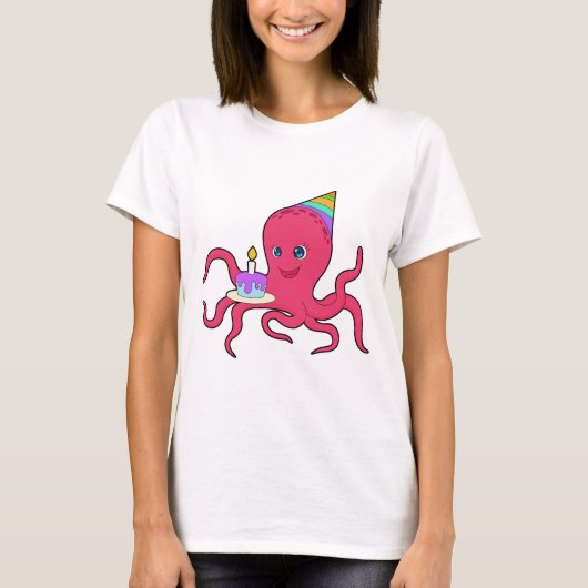 T-shirt Gâteau d'anniversaire de pieuvre (Devant)