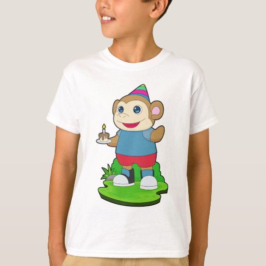 T-shirt Gâteau d'anniversaire du singe (Devant)