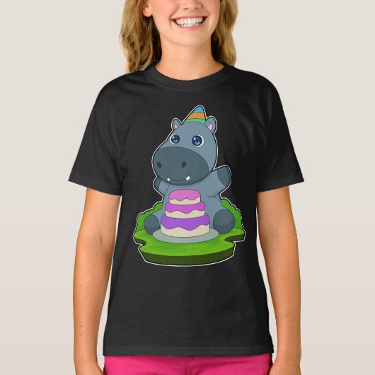 T-shirt Gâteau d'anniversaire hippo (Devant)