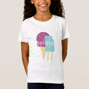 T-Shirt Gâteau Glace Mignon Anniversaire Bleu Violet