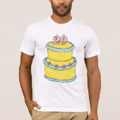 T-shirt Gâteau jaune 29e anniversaire avec roses roses ros (Devant)