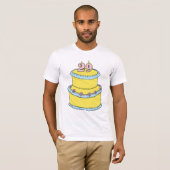 T-shirt Gâteau jaune 29e anniversaire avec roses roses ros (Devant entier)