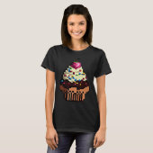 T-shirt Gâteau Pixel 8 bits Rétro Manger Byte Jeu Cupcake  (Devant entier)