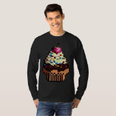 T-shirt Gâteau Pixel 8 bits Rétro Manger Byte Jeu Gâteau F (Devant entier)
