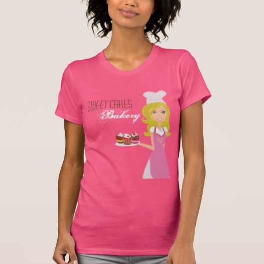 T-shirt Gâteaux blonds de tasse Brown de rose de Baker de (Devant)