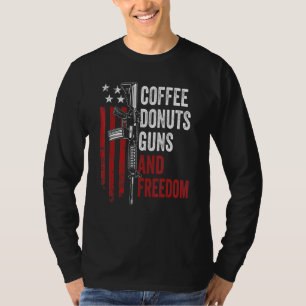 T-shirt Gâteaux Donuts Armes Liberté Pistolet Ar15 Drapeau