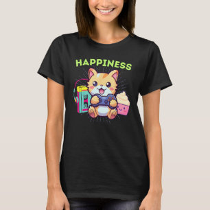T-shirt Gâteaux Funny Happiness Gamer Chat & Les 80s