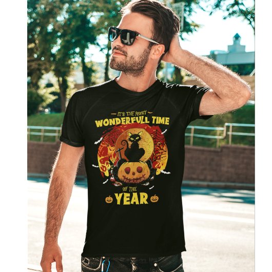 T-shirt Gato Negro de Halloween Vintage Halloween