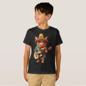 T-shirt Gatos Avant Vatos Chat Mexicain Poncho Fiesta Cinc (Devant entier)