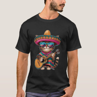 T-shirt Gatos Before Vatos Poncho de Chat Mexicain Fiesta