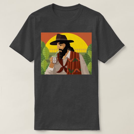 T-shirt gaucho boire yerba mate vert thé chaud (Design devant)