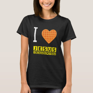 T-shirt Gaufre en forme de coeur J'aime Jésus Drôle de pet