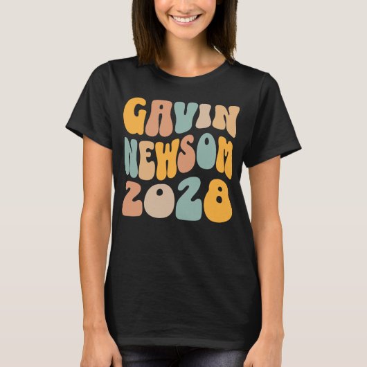 T-shirt Gavin Newsom 2028 Pour Président Wavy Text (Devant)