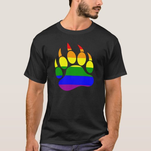 T-shirt Gay Bear Pride Arc-en-ciel drapeau Ours Paw (Devant)