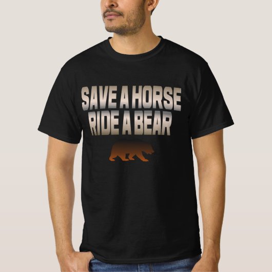 T-shirt Gay Bear Pride Enregistrer un Cheval Ride Un Ours (Devant)