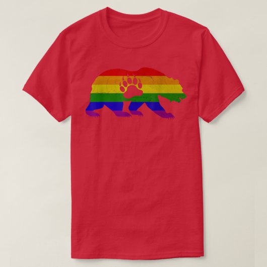 T-shirt Gay Bear Pride - LGBT Flag Bear Paw (Design devant)