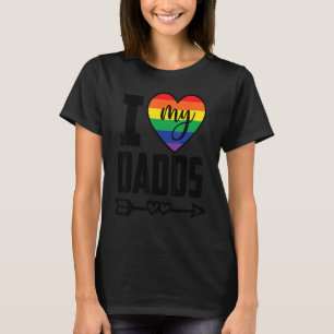 T-shirt Gay Dadd J'Aime Mes Dadd Avec Rainbow Heart