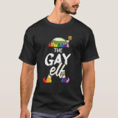 T-shirt Gay Elf Lgbt Q Pride Arc-en-ciel Cool Noël (Devant)