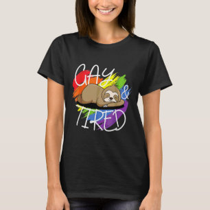 T-shirt Gay Et Fatigué Drôle Lgbt Sloth Rainbow Pride