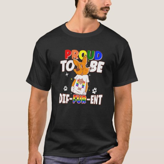 T-shirt Gay Furries Fier D'Être Différent Fursuit Happy Fu (Devant)
