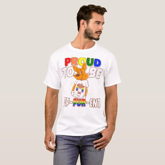 T-shirt Gay Furries Fier D'Être Différent Fursuit Happy Fu (Devant entier)