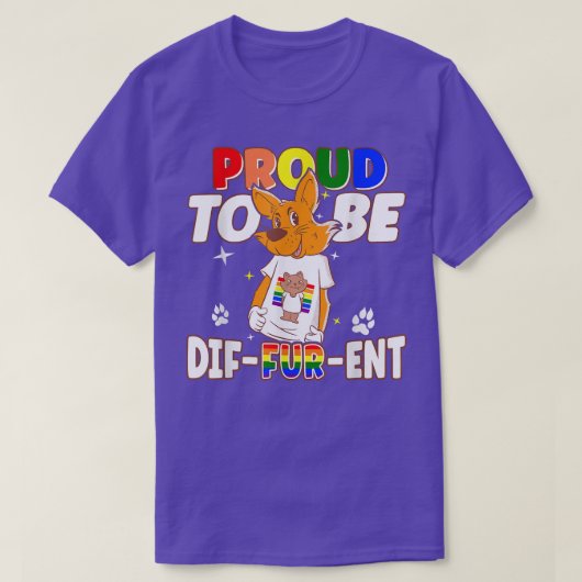 T-shirt Gay Furries fier d'être différents fursuit heureux (Design devant)