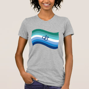 T-shirt Gay Homme Love Pride Azure Wavy Flag