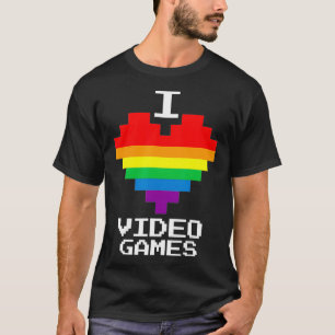 T-shirt Gay Lesbian Gamer I Heart Love Jeux Vidéo Retro 