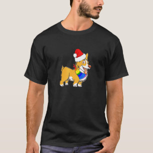 T-shirt Gay Lgbtq Fierté Noël Mignon Corgi Chapeau de Père