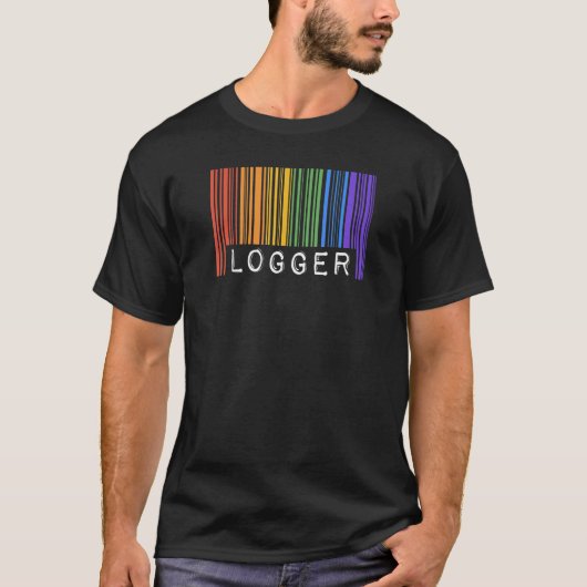 T-shirt Gay Logger Pride Flag Barcode Queer Rainbow LGBTQ (Devant)