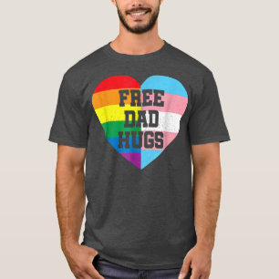 T-shirt Gay Mens Free Dad Hugs Pride LGBT Rainbow Flag Fla