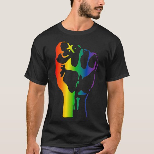 T-shirt Gay pride Arc-en-ciel élevé résistance à la poitri (Devant)