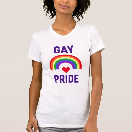 T-shirt Gay pride| Coeur et arc-en-ciel (Devant)