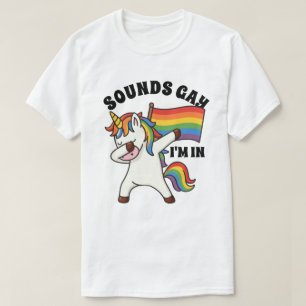 T-shirt Gay pride Dabbing Unicorne Avec Drapeau