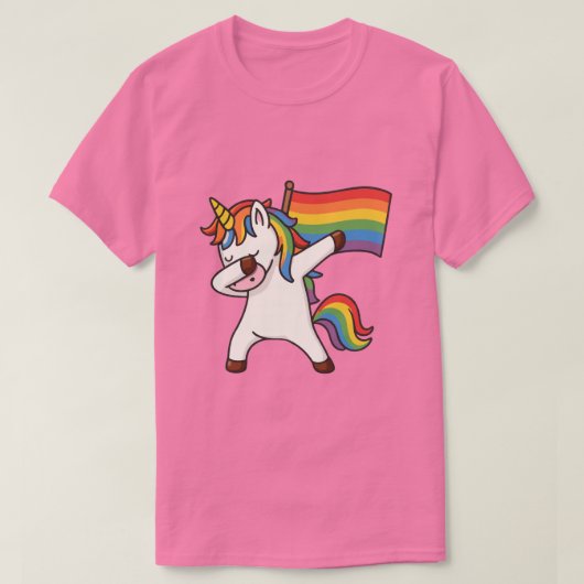 T-shirt Gay pride Dabbing Unicorne Avec Drapeau (Design devant)